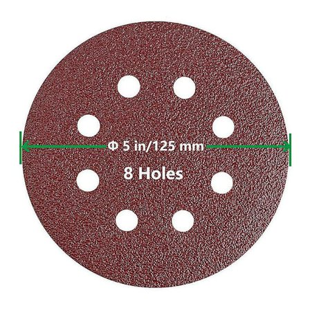 Slippapper 125 mm Slipkorn 100 – 40 stycken 8 hål