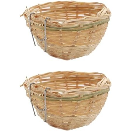 2X Kanariefugl og Papegøje Hvilehule Rede Bambus Vævet Hæklet Fugl