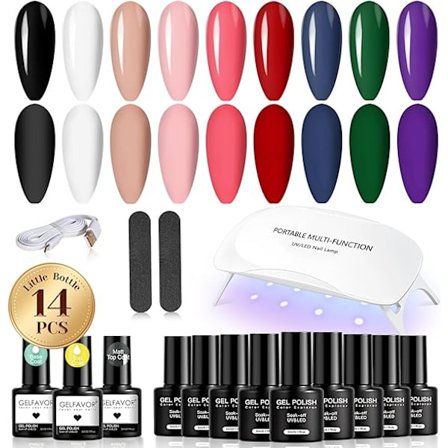 10 Färger UV Nagellack Starter Set 8 ml Gel Nagellack Kit Gel Nails Starter Set med 36 W UV
