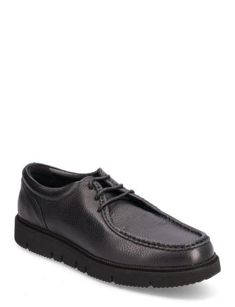 Eilo Vibram Low - Black Tumbled Leather Mokasiner Lave Sko Svart Garment Project*Betinget Tilbud