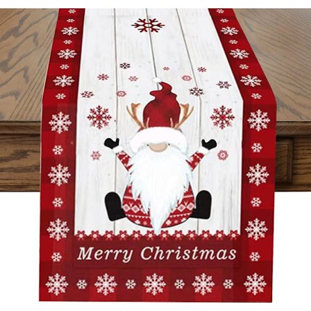 Julbordstablett 72 tum lång, God Jul Tomtar Jute Tabletter