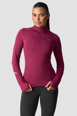 ICANIWILL - Everyday Long Sleeve 1/4 Stripe Zipper Magenta Rose - Pitkähihaiset - Naiset - Treenivaatteet ICIW:ltä