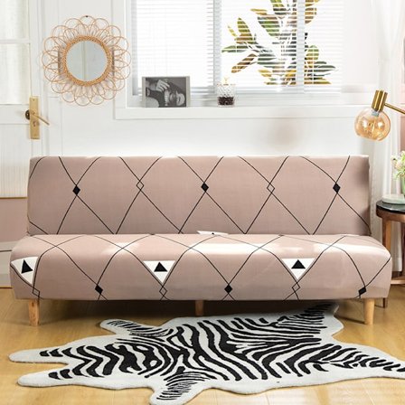 Stretch Armless Sofa Cover, Universal Armless Sofa Cover All Covered Folding Sofa Protector Coffee, Easy to Install and Clean, 3 Seater Clic Clac 