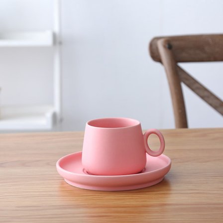 Kaffekoppar med bricka Porslin Te Matt keramik fat Mugg Macaron Hemtillbehör