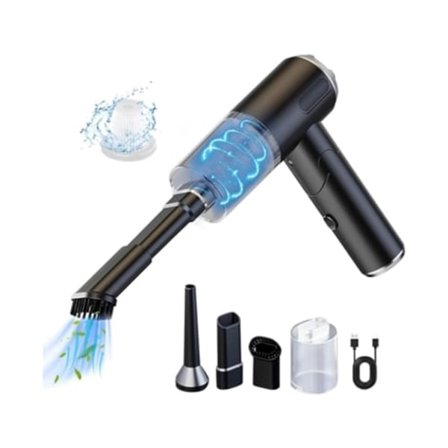 Portabel sladdlös bil dammsugare med handhållen sug och blåsfunktion, LED-ljus.