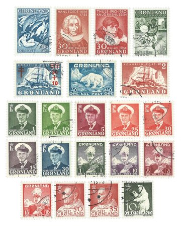 Grønland - 21 stemplede frimærker