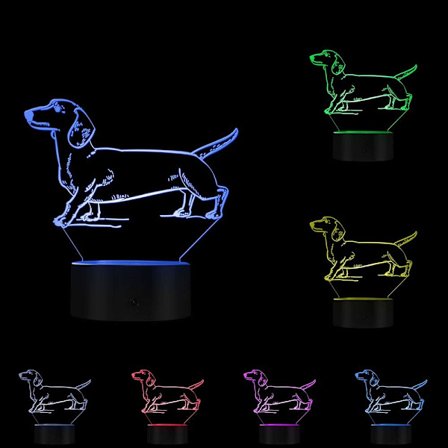 Dværggravhund LED Natlys 3D Dekorativ Belysning Farveskiftende Akryl Lampe Gave til Hundeelskere