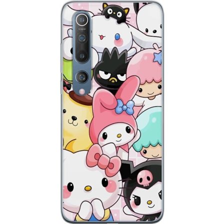 Kompatibelt Mobildeksel til Xiaomi Mi 10 5G Tett mønster av søte figurer med store øyne i ulike farger og uttrykk med LABUBU-tekst