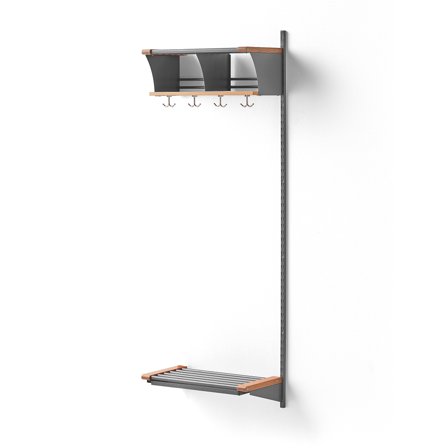 Garderobenschrank JEPPE mit 2 Fächern, Anbauteil, 1790x600x310 mm, Alu/Eiche