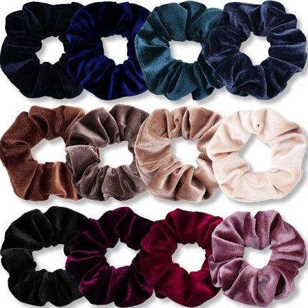 12 stk. - Scrunchie - Hårelastikker - Hårsløjfe - Hårknold - Hår b& - Hårtilbehør