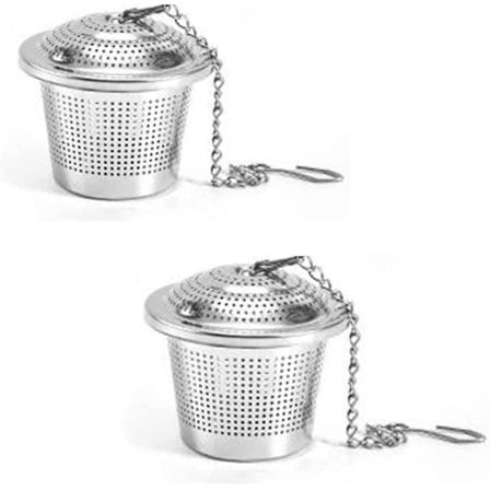 Pieces Te-infusionskugle til løs te, tefilter i rustfrit stål med kæde, te-infusionskugle til tekande og krydderier