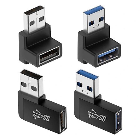4-pak USB 3.0-adapter, vertikal op og ned vinkel, horisontal venstre og højre vinkel, USB han til hun
