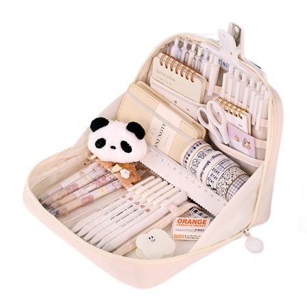 Skolestart skrivesaker boks 12 lag stor kapasitet pennal multifunksjonell skrivesaker veske - Beige