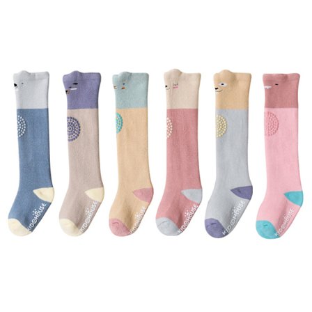 Vauvan liukuestesukat ryömimiseen ja kävelyyn, 6 paria, taaperon polvisukat, ZQKLA