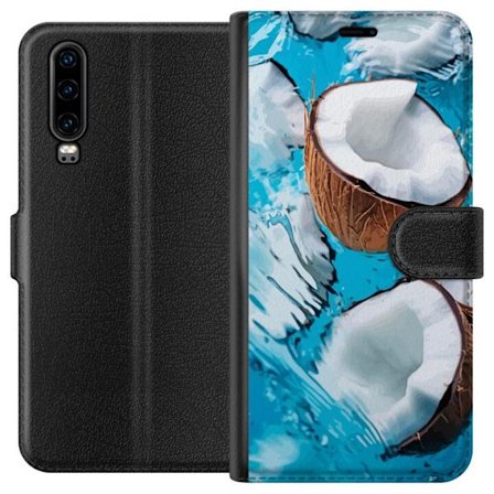 Kompatibelt Plånboksfodral till Huawei Huawei P30 Kokosnötter Pool Sommar Hav Strand