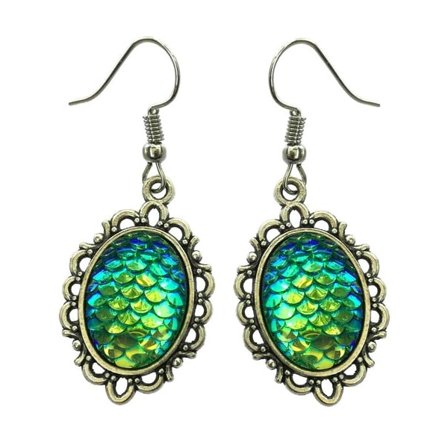 Earrings - Scale - Dragon - Green