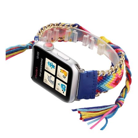 Apple Watch Series 4 44mm fashionabelt vävt klockarmband - Blå