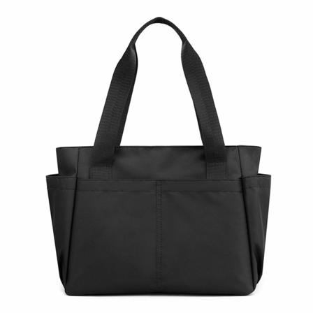 Nylon Tote Taske til Kvinder, Multi-Pocket Casual Skuldertaske Vandtæt Shopping Håndtasker indeholder 2 forlommer, 1 baglomme med lynlås, 2 sidelommer