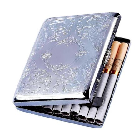 Silver Cigarette Etui Box Metall Cigarette Etui För Män Rymmer 20 Cigaretter g2024135678
