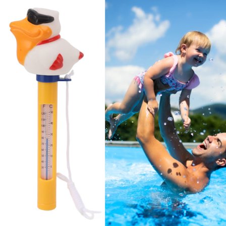 Flydende pooltermometer Stor størrelse Let at aflæse til vandtemperatur med snor til udendørs indendørs pools Spa Andeform