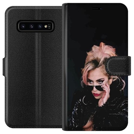 Kompatibelt Lommeboketui til Samsung Galaxy S10 Lady Gaga portrett med solbriller og dramatisk sminke i mørk glamorøs stil