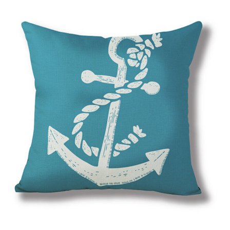 Dekorativt gammalt träkuddfodral Marint ankarmönster Kuddfodral Soffa Bil Dekoration 45×45CM (5)