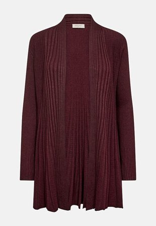 Freequent - Lång, ribbad cardigan - rödmelange - för damer - M (40) - Cellbes