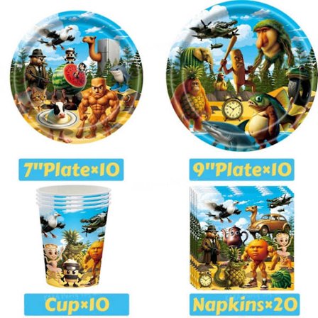 Italiensk Brainrot Tung Tung Sahur Tralalo Barnebursdagstilbehør Ballong Servise Kopp Tallerken