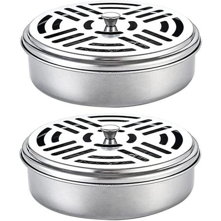 Myggspiralholder i rustfritt stål, bærbar myggspiralholder, 2 stk. jernmyggbrett