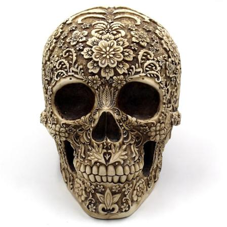 Kreativ Skalle Blomster Skulptur Menneskehoved Skelet Statue Samleobjekt Halloween Dekoration Hjem Decor