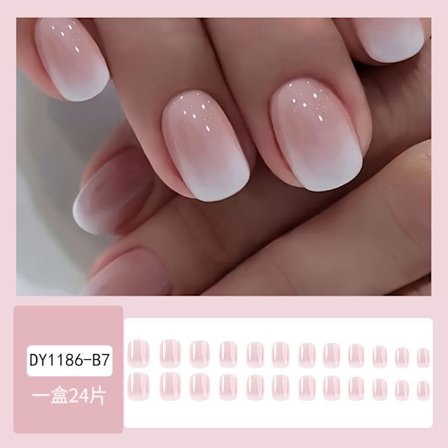 24 stk. korte press-on negler - Ombre, rosa gradienter, nude & fransk mønster falske negler med lim, myke gelnegler for kvinner og jenter neglekunst