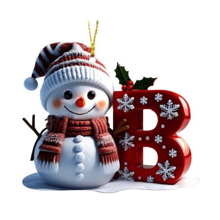 Snemand Juledekoration 26 Bogstaver A til Z Julepynt 2D Flad Festlig Snemandsvedhæng til Juletræ Bil Haveindretning