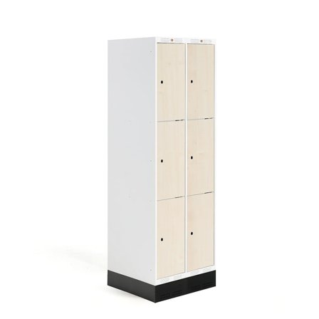 Student locker ROZ, 2 modules, 6 doors, 1890x600x550 mm, birch, incl. base