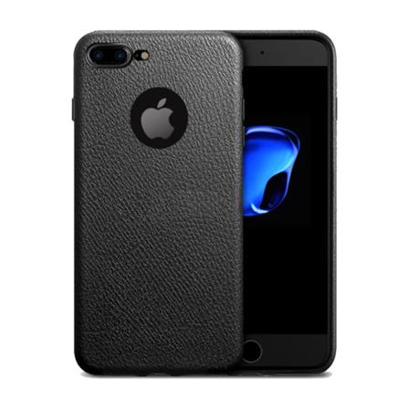 Iphone 7 8 Plus Mobilskal Svart Läder Skinn Svart