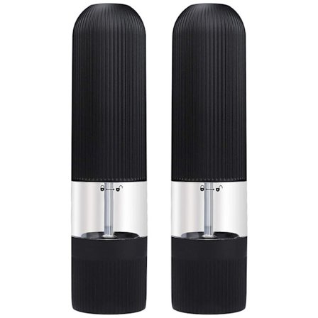 Pepparkvarn Saltkvarn Elektrisk kryddkvarn Keramisk kvarn med ljus Justerbar finhet Salt- och pepparkvarn Batteridriven, 2-pack