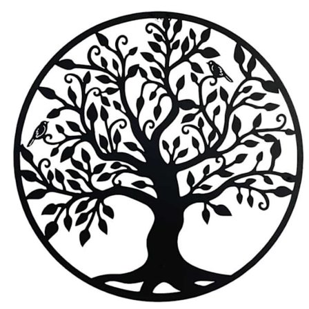 30cm Metall Livets Tre Veggdekor Familietre med Fugler på Grener