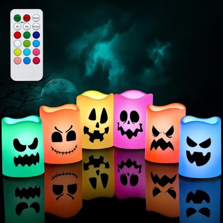 Halloween-koristeet – 6/12 kpl liekittömiä LED-kynttilöitä kaukosäätimellä kotiin ja juhliin_OF