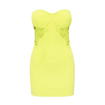 Self Portrait Strapless ribbed dress , Geel , Dames , Maat: M Casual jurken