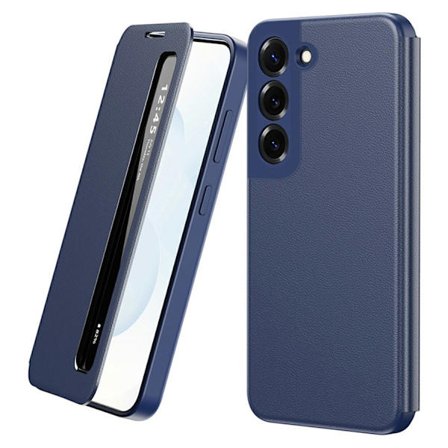 Mobilskal till Galaxy S22 Smart View Window Läder - Blå