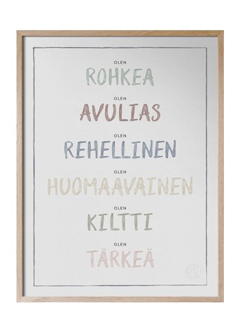 Kunskapstavlan | Olen, Dusty Pastel - Jag Är På Finska | 30X40CM