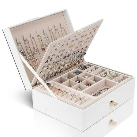 Smykkeskrin Organizer for Halskjeder Øredobber Armbånd Ringer, med 3 Stablebare Lag, Smykkeskrinholder