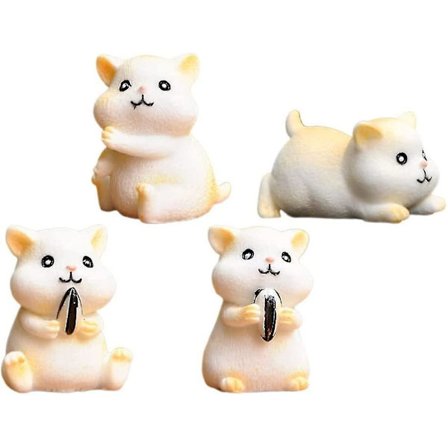 Mini Hamster Dyre Miniature Figurer: Fe Haves Hamster Statue Model Mikro Landskab Ornamenter Samling Legesæt Til Kage Dekoration Diy