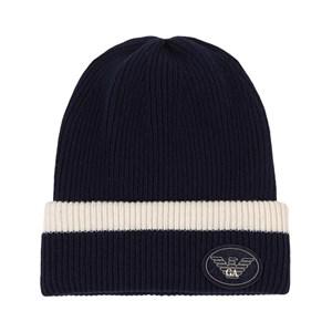 Kids - Emporio Armani Navy Logo Beanie S (3-9 months) - Headwear - S (3-9 months) - Blue - Junge