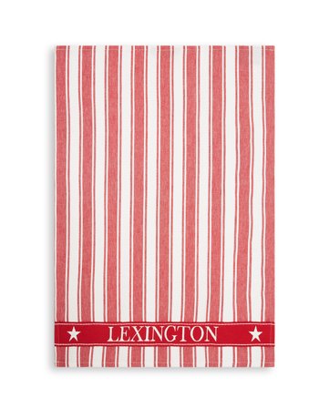 Lexington Icons cotton twill waffle striped kitchen towel, red/white