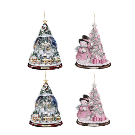 4 st julgransprydnader formade som julgran bilreflektor