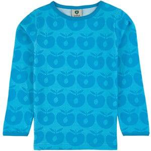 Småfolk Ocean Blue Retro Apple Printed T-Shirt 4-5 Years - Tops - 4-5 years - Blue