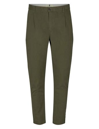 Akjulius Cotton Pleat Pant Bottoms Trousers Chinos Khaki Green Anerkjendt