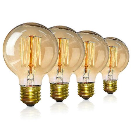 4-pakning Vintage Edison Lyspærer - Dimbar Skru-Glødepære - Globe Pærer - Lampe Varmt Lys 40w G80 E27 220V [Energiklasse A]