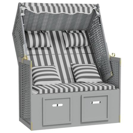 Vidaxl Strandkorg Med Dynor Konstrottning Och Massivt Trä Grå & Grå