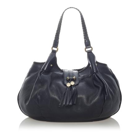 Gucci Vintage, Pre -owned Marrakech Leather Shoulder Bag Zwart, Dames, Maat:ONE Size,gevlochten